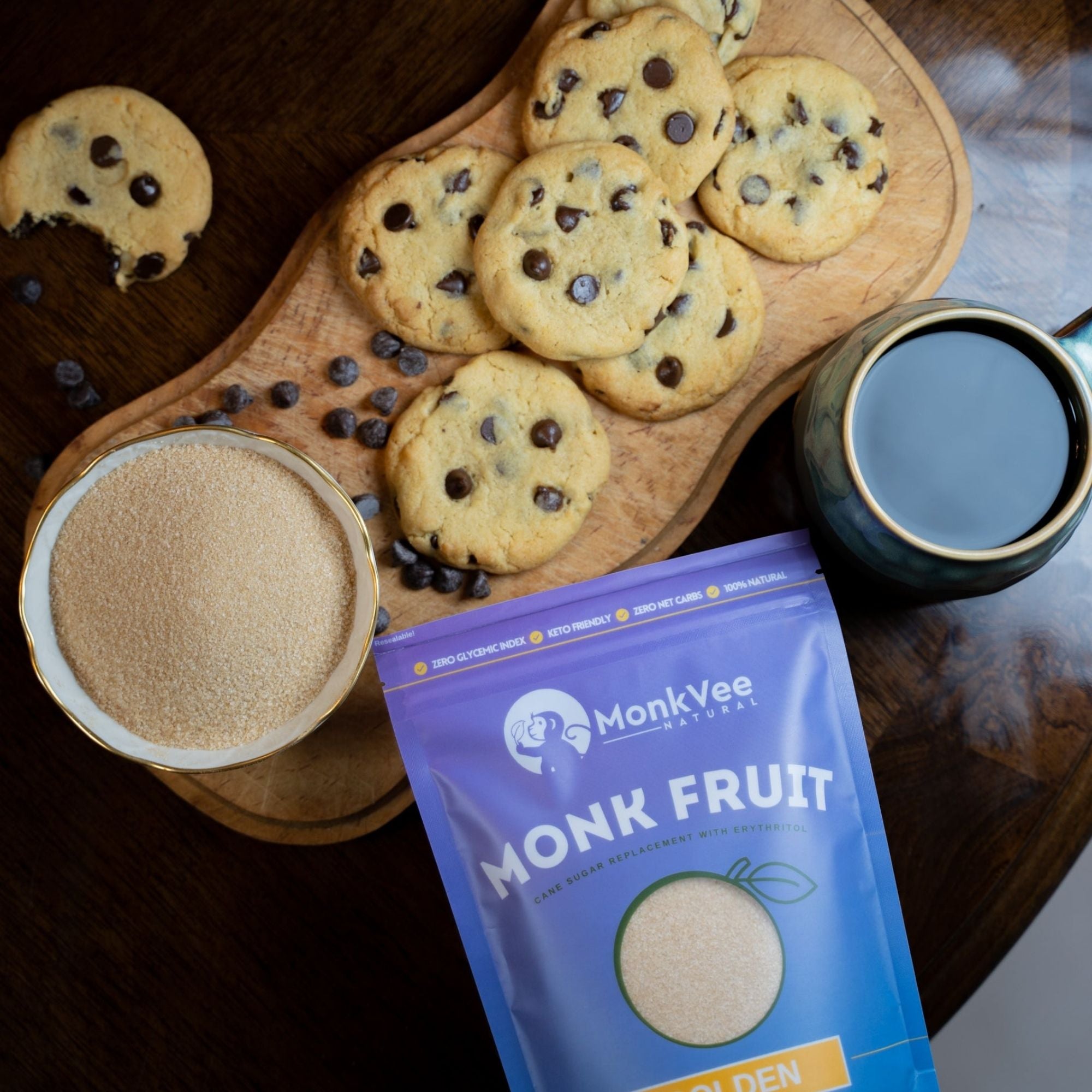 best Keto Chocolate Chip Cookies recipe - using monk fruit monkvee