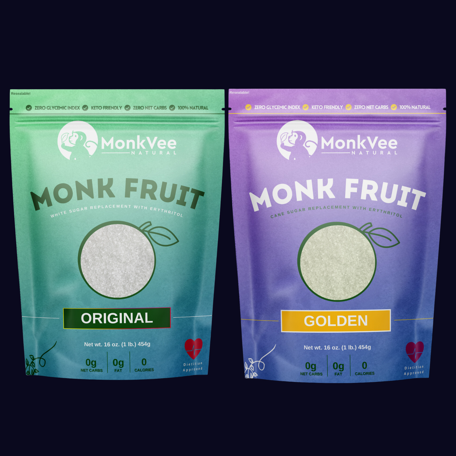 MonkVee® Original & Golden Monk Fruit Sweeteners