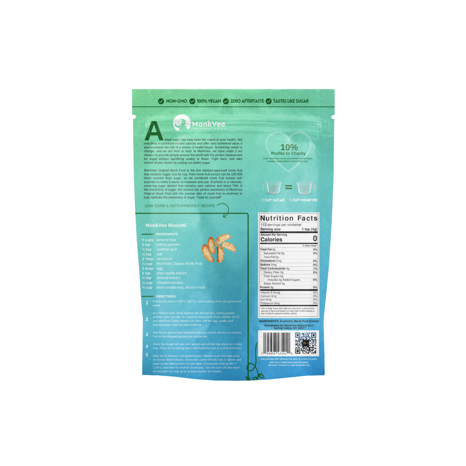 Monk Fruit 1:1 Original Erythritol Blend, Zero Glycemic Index, Keto, Zero Carb Sugar Alternative Sweetener monkvee.com