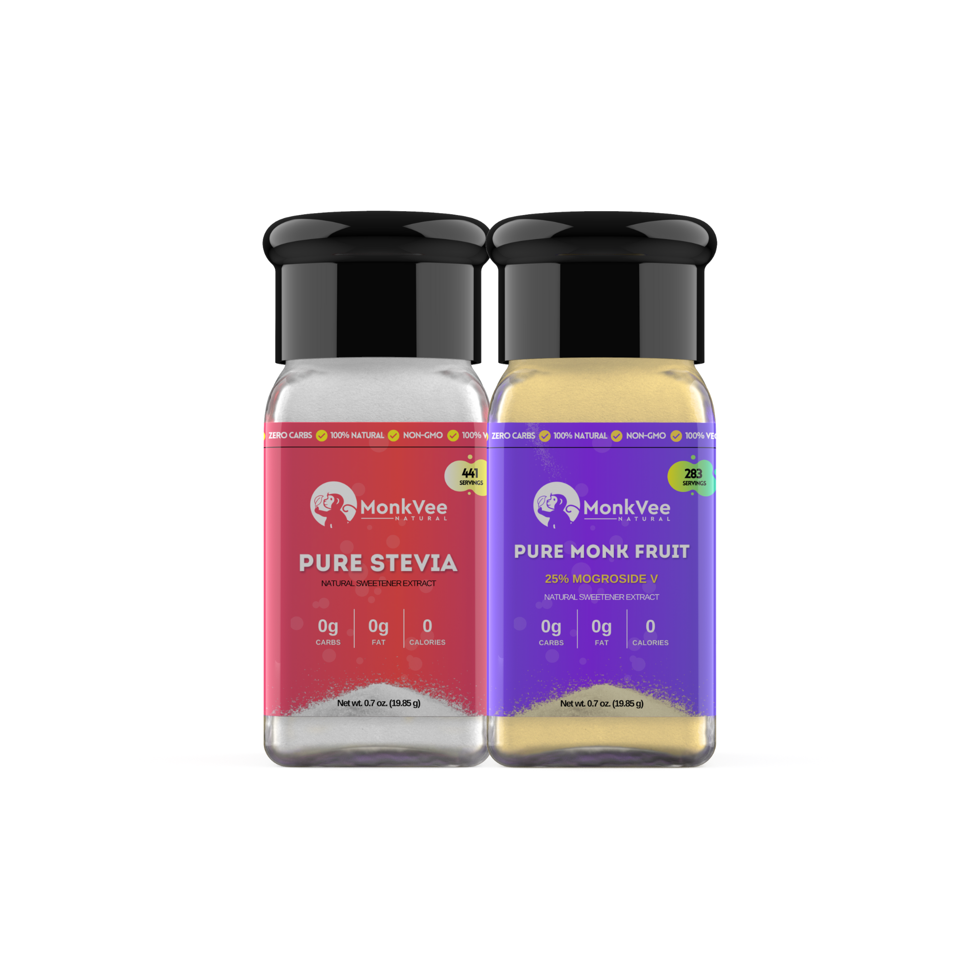 MonkVee Pure Monk Fruit & Pure Stevia | BUNDLE - Keto, Zero Glycemic, No Aftertaste - Monkvee.com