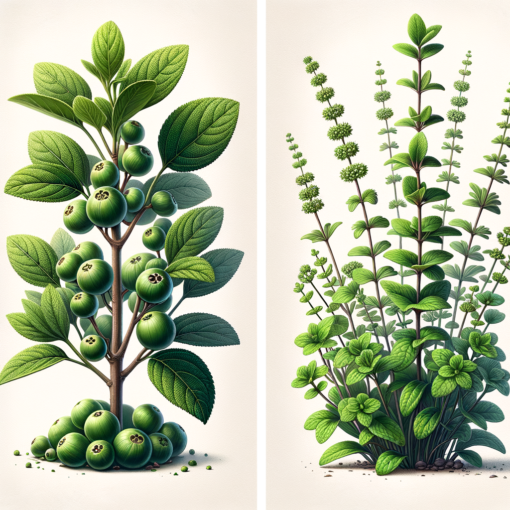 Illustration of Monk Fruit vs Stevia comparison showcasing plant structures.