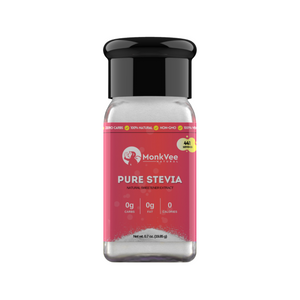 MonkVee Pure Stevia Extract bottle - 100% natural zero-calorie sweetener, premium-grade stevia extract 300x sweeter than sugar.
