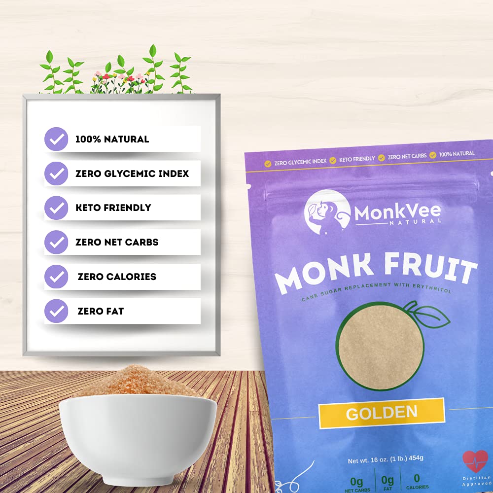 Golden Monk Fruit Sweetener, Diabetic Brown Sugar
