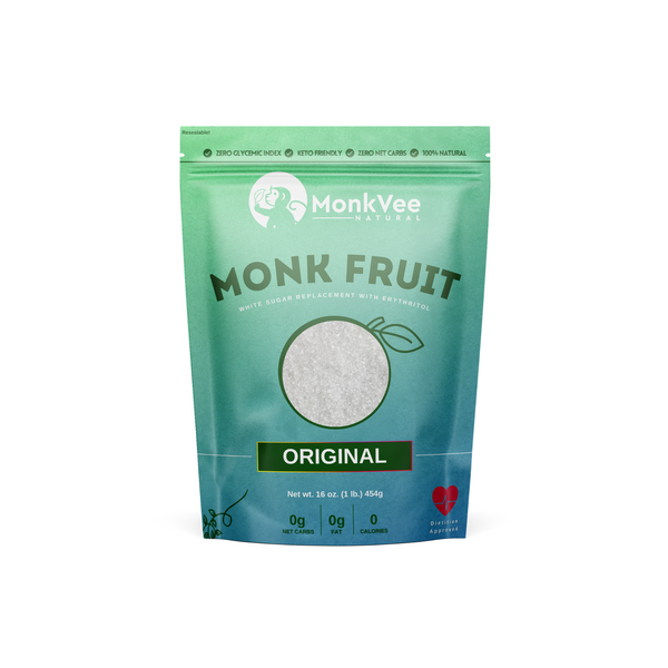 Monk Fruit 1:1 Original Erythritol Blend, Zero Glycemic Index, Keto, Zero Carb Sugar Alternative Sweetener monkvee.com