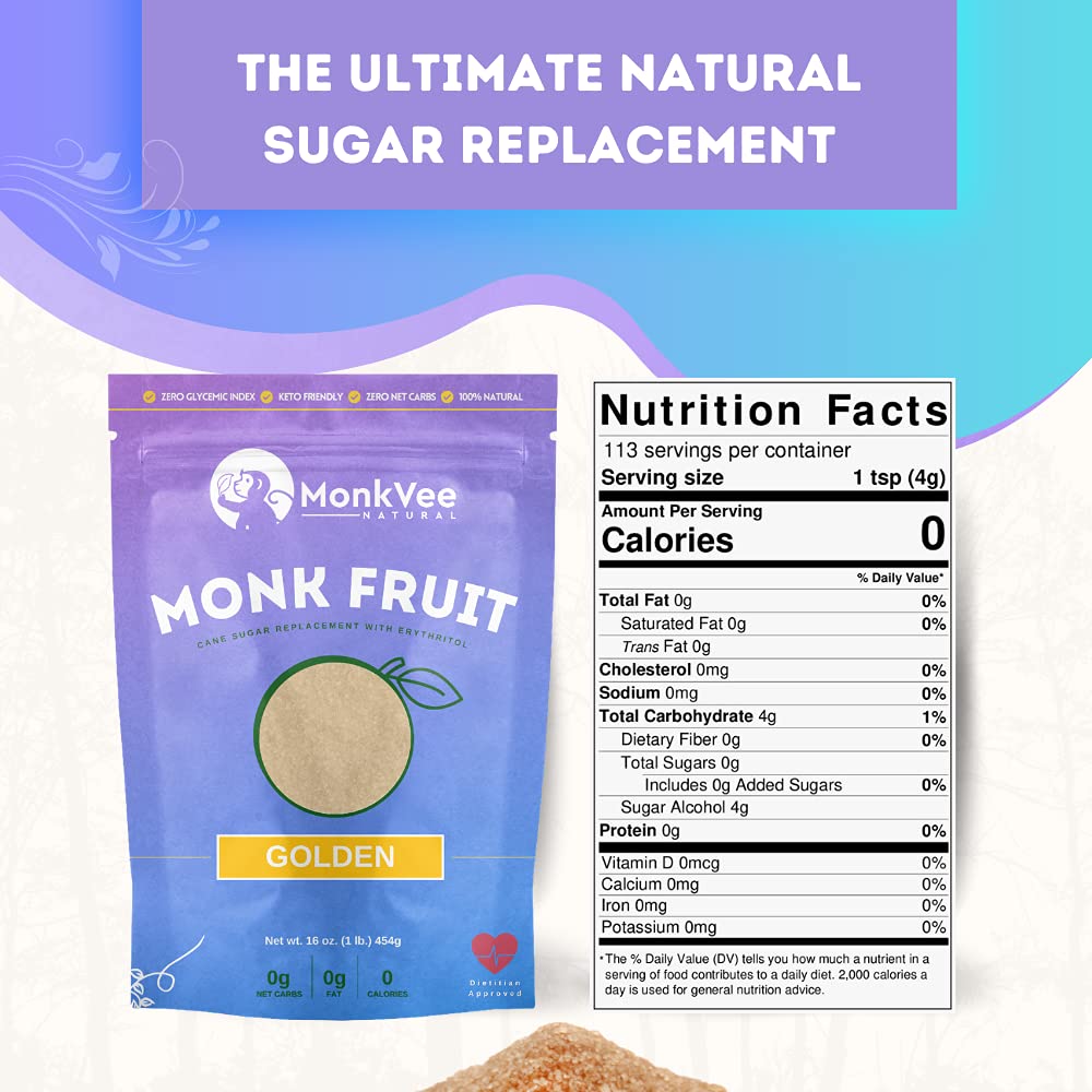 monkvee monk fruit sweetener, keto, sugar replacement